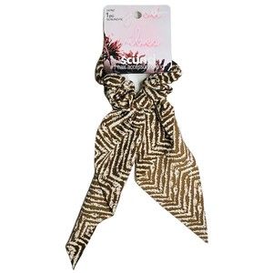 Scunci Hair Accessory Good Vibes - Bow Style Scrunchie Brown Wave Print